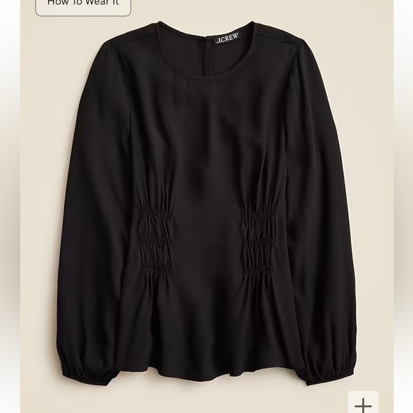 J crew Shirred-waist top in viscose crepe black - Picture 1 of 2
